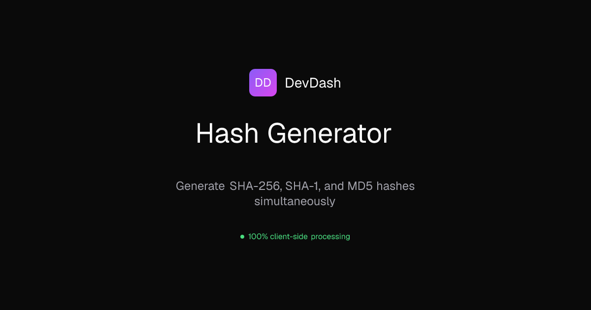 Hash Generator — Free Online Tool | DevToolHQ