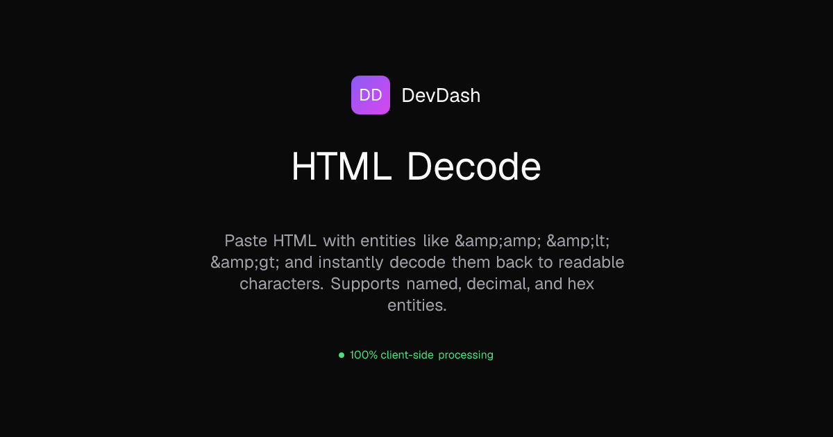 HTML Decode — Free Online Tool | DevToolHQ